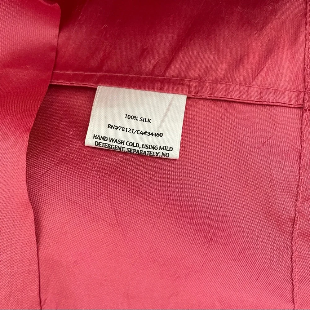 Eileen Fisher Washed Silk Taffeta Scoop Neck Shell Rose Size XL Luxury Colorful